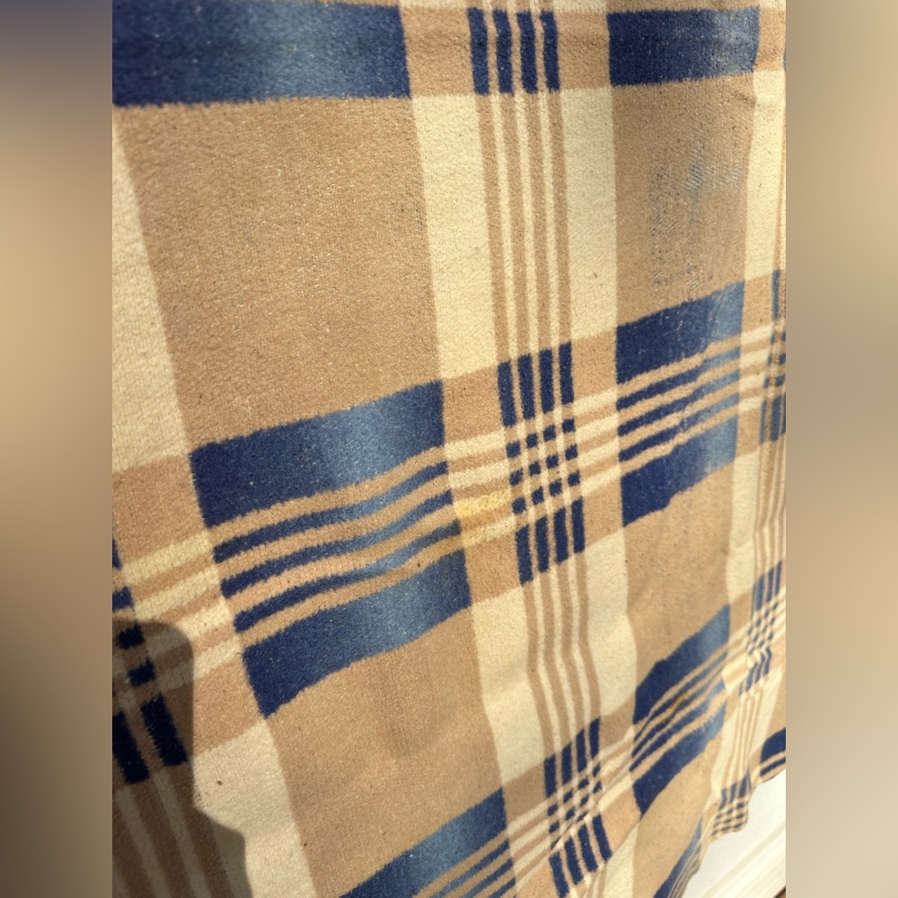 Vintage Antique Blue Wool Camp Blanket - Picture 9 of 9